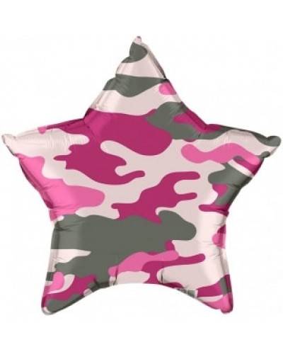 Фольгированный шар звезда камуфляж "Розовый" 46 см