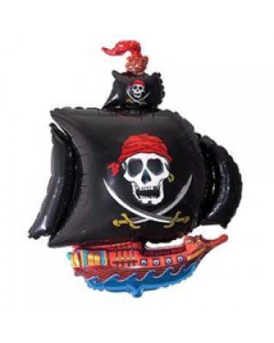 Шар "Пиратский корабль" черный 81 см