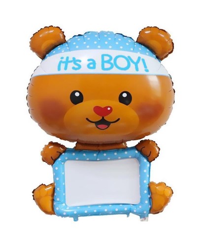 Фольгированный шар для надписей "Мишка-мальчик"