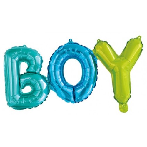 Фольгированная надпись голубая "Boy"