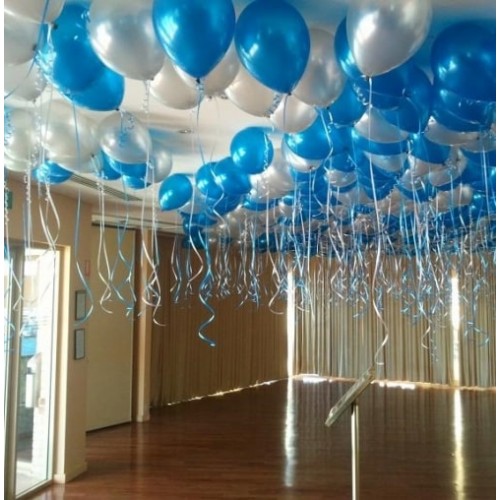 Воздушные шары с гелием "Синее серебро"