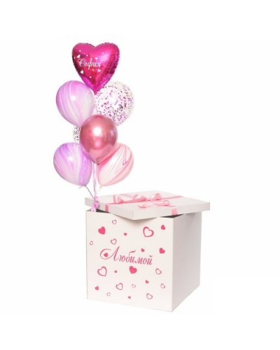 Коробка с шарами "Розовые переливы"