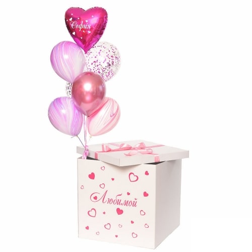 Коробка с шарами "Розовые переливы"