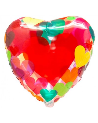 Фольгированный шар "Разноцветные сердечки"