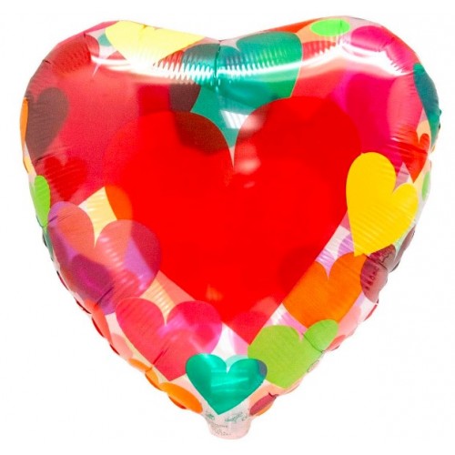 Фольгированный шар "Разноцветные сердечки"