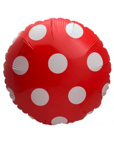 Фольгированный шар "Красный в белый горошек"
