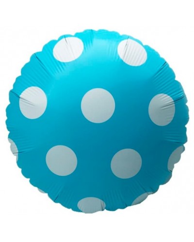 Фольгированный шар "Голубой в белый горошек"