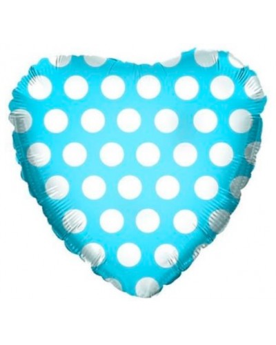 Фольгированный шар "Голубое сердце в горошек"