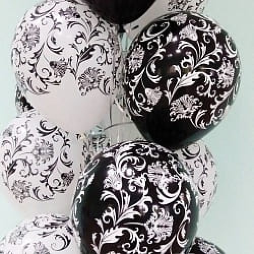 Воздушные шары Узоры "Жемчужный-Чёрный"  металлик