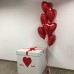 Коробка с шариками "Фольгированные сердца красные"
