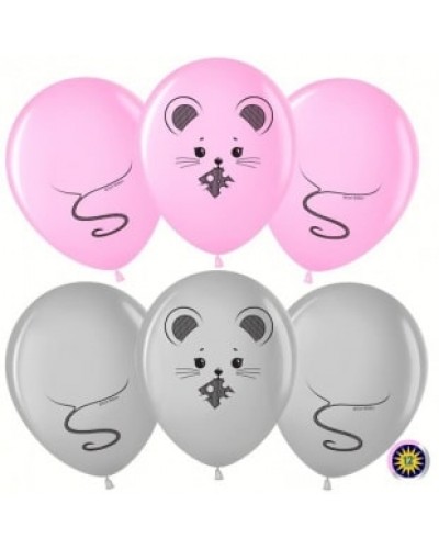 Воздушные шары "Мышка" серебро+розовый