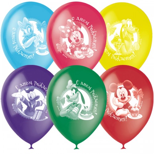 Облако  шаров Микки Маус с днем рождения